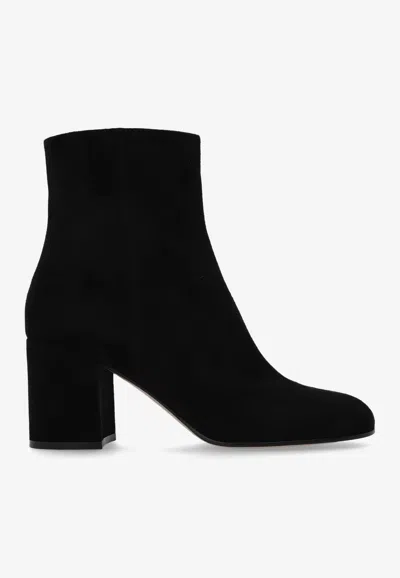 Gianvito Rossi Joelle 70 Suede Ankle Boots In Black
