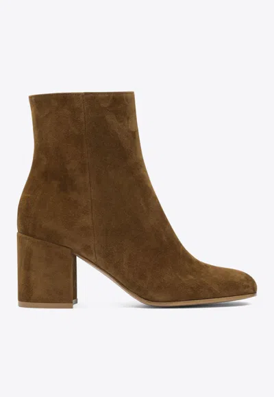 Gianvito Rossi Joelle 70 Suede Ankle Boots In Brown