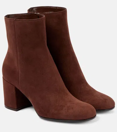 Gianvito Rossi Joelle 70 Suede Ankle Boots In Brown