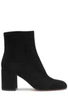 Gianvito Rossi Block Heel Ankle Boots With Suede Finish In Black