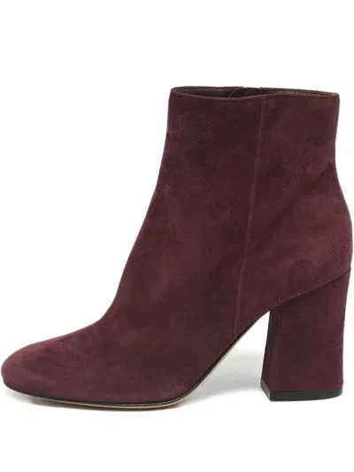 Pre-owned Gianvito Rossi Joelle Block-heel Ankle Boots In Red