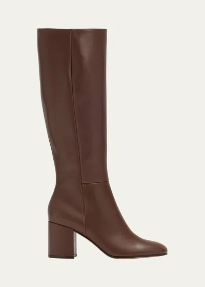 Gianvito Rossi Joelle Leather Knee Boots In Brown