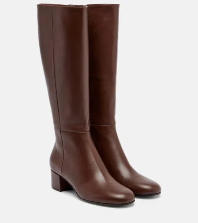 Gianvito Rossi Joelle Leather Knee-high Boots In Brown