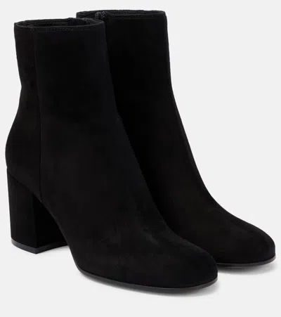 Gianvito Rossi Block Heel Ankle Boots With Suede Finish In Black