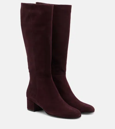 Gianvito Rossi Joelle Suede Knee-high Boots In Burgundy