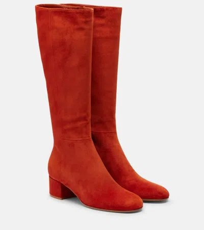 Gianvito Rossi Joelle Suede Knee-high Boots In Red