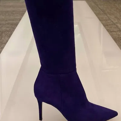 Gianvito Rossi Jules Over The Knee Zip Suede Boots In Blue