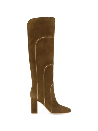 Gianvito Rossi Juliette Piped-trim Boots In Brown