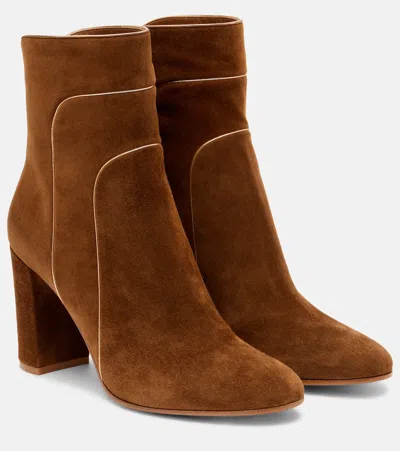 Gianvito Rossi Juliette Suede 85 Ankle Boots In Brown
