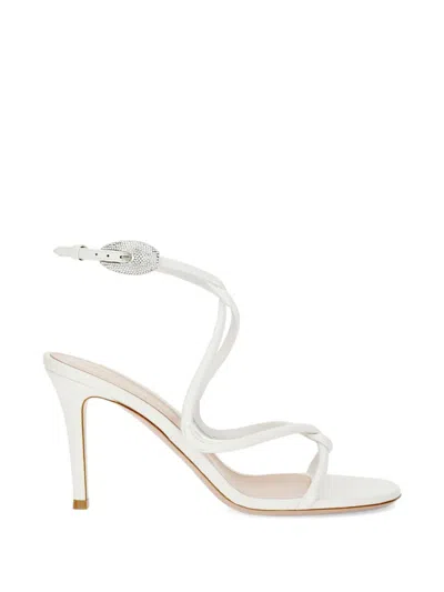 Gianvito Rossi Jungle Mamba Crystal-embellished Leather Sandals In White