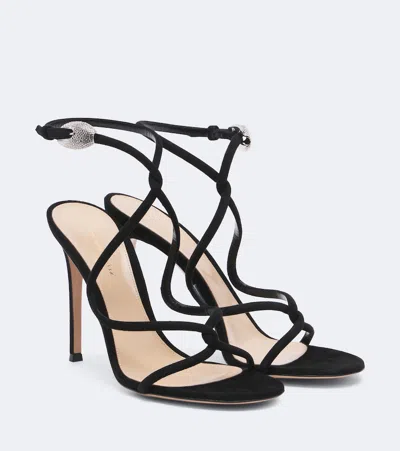 Gianvito Rossi Jungle Mamba Embellished Suede Sandals In Black