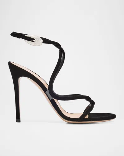 GIANVITO ROSSI JUNGLE MAMBA SUEDE ANKLE-STRAP SANDALS