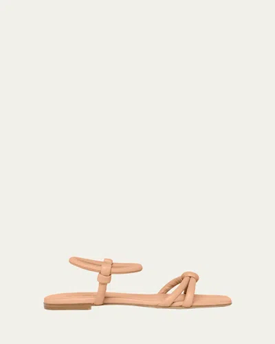 Gianvito Rossi Juno Knotted Leather Flat Sandals In Gold