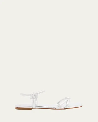 Gianvito Rossi Juno Nappa Leather Knotted Ankle-strap Sandals In Silver