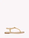 Gianvito Rossi Leather Strappy Thong Sandals With Metallic Finish In Gold