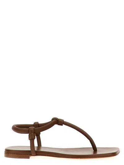 Gianvito Rossi 5mm Flat Leather Thong Sandals In Brown