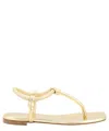 Gianvito Rossi Leather Strappy Thong Sandals With Metallic Finish In Gold