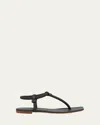 Gianvito Rossi 5mm Flat Leather Thong Sandals In Black
