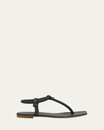 Gianvito Rossi Juno Tubular Leather Thong Sandals In Nero