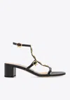 Gianvito Rossi Shanti Beaded T-strap Leather Sandals In Black