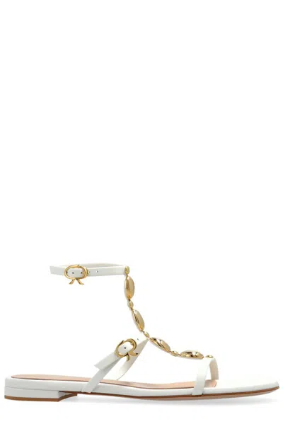 Gianvito Rossi Embellished Leather Sandals In White