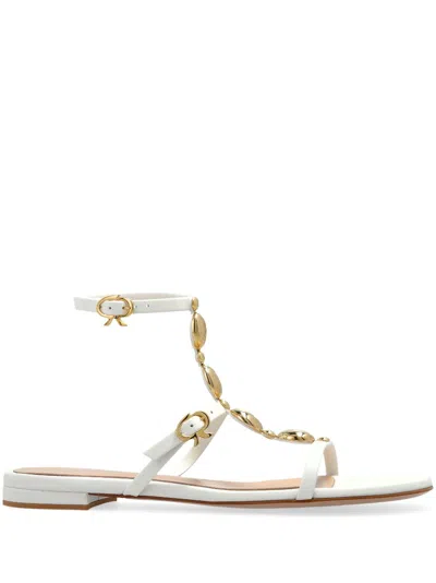 Gianvito Rossi Embellished Leather Sandals In White