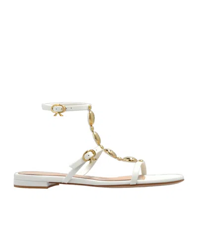 Gianvito Rossi Embellished Leather Sandals In White