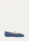 Gianvito Rossi Carla Flat Ballerinas In Blue Denim In Denim