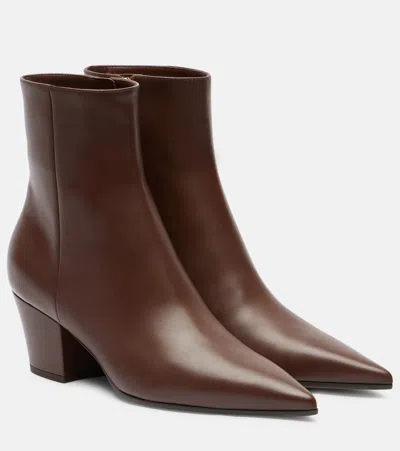 Gianvito Rossi Keinna 55 Leather Ankle Boots In Brown