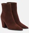 Gianvito Rossi Ankle Boots Keinna 85 Aus Veloursleder In Brown