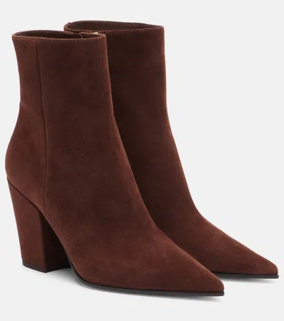 Gianvito Rossi Ankle Boots Keinna 85 Aus Veloursleder In Brown