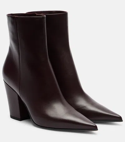 Gianvito Rossi Keinna Leather Ankle Boots In Burgundy