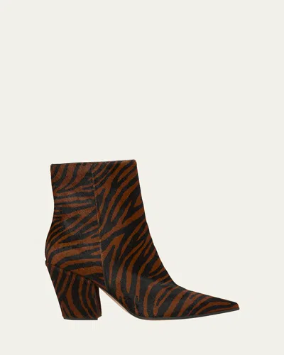 Gianvito Rossi Keinna Tiger-print Pony Hair Western Booties In Tiger Print