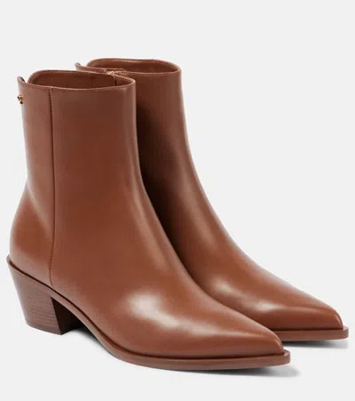 Gianvito Rossi Ankle Boots Kinney 45 Aus Leder In Braun