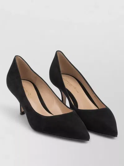 Gianvito Rossi Kitten Heel Suede Pointed Toe Pumps 55mm In Black