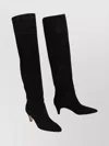Gianvito Rossi Knee High Suede Boots With Kitten Heel In Black