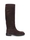 Gianvito Rossi Knee-high Suede Boots With Rounded Toe In Brown