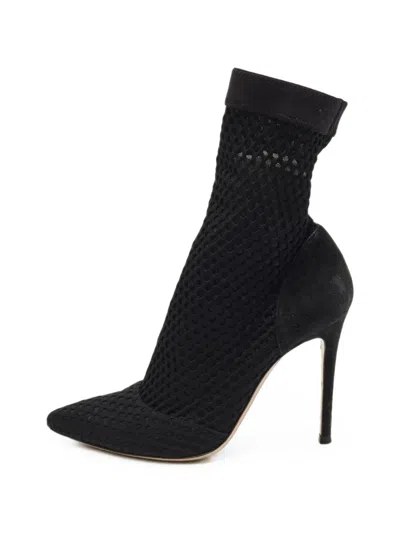 Pre-owned Gianvito Rossi Knit-fabric Ankle Boots In Black