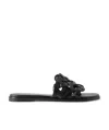 Gianvito Rossi Open Weave Leather Slide Sandals In Black