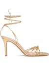 Gianvito Rossi Knot-detail Lace-up Sandals In Gold