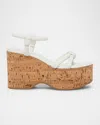 Gianvito Rossi Knotted Leather Ankle-strap Platform Sandals In White