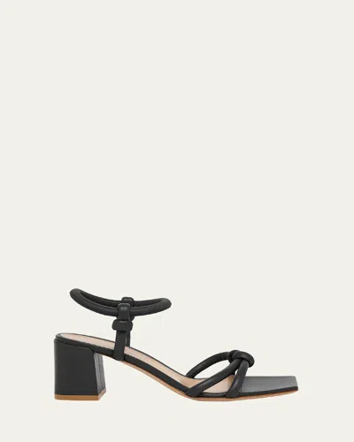GIANVITO ROSSI KNOTTED LEATHER BLOCK-HEEL SANDALS