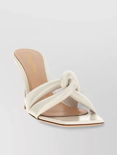 Gianvito Rossi Knotted Strap Square Toe Mules In Neutral