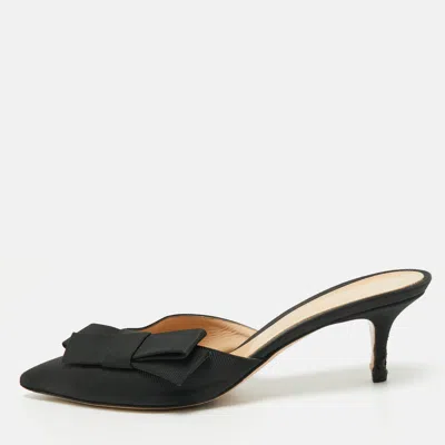 Pre-owned Gianvito Rossi Kyoto Bow Size 41 Black Canvas Mules