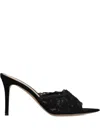 Gianvito Rossi Lace Heeled Mules In Black