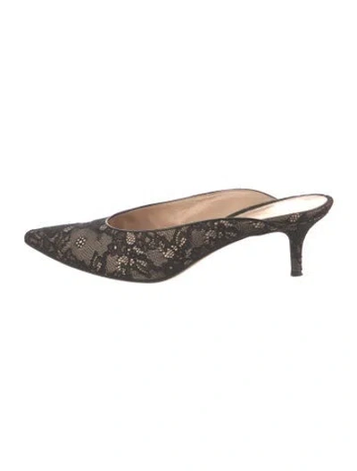 Pre-owned Gianvito Rossi Lace Lace Pattern Mules In Black