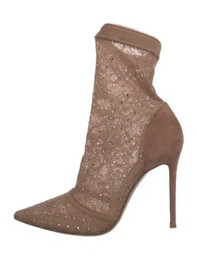 Pre-owned Gianvito Rossi Lace Sock Boots In Neutral