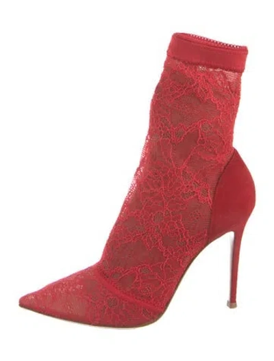 Pre-owned Gianvito Rossi Lace Sock Boots In Red