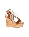Gianvito Rossi Lace-up Cork Wedge Sandals In Brown Suede In Brown