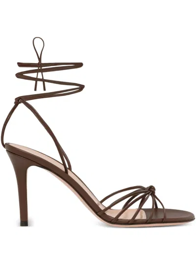 Gianvito Rossi Lace-up Leather Sandals In Brown